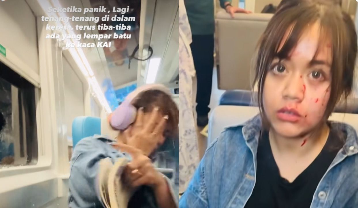 Kejadian Horror di Kereta Sancaka! Batu Tiba-Tiba Hantam Jendela, Wajah Penumpang Wanita Langsung Bersimbah Darah
