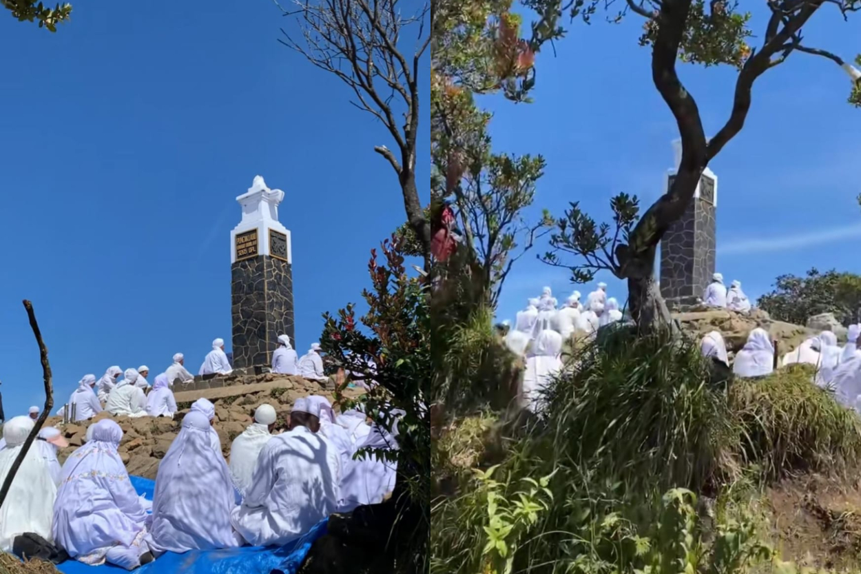 Heboh! Rombongan Berbaju Putih Tawaf di Puncak Gunung Lawu, Netizen Curiga Ritual Mistis
