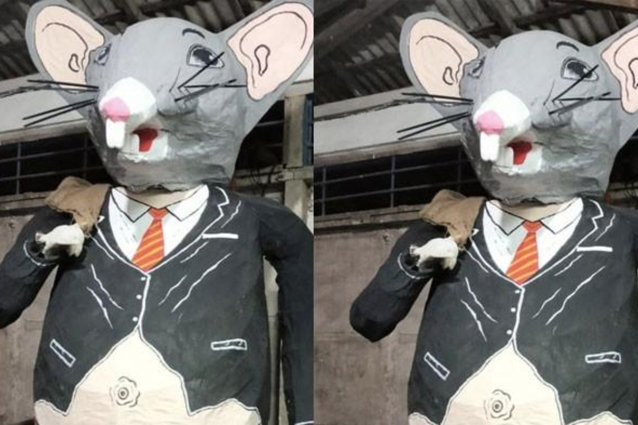 Demo Buruh Hari Ini! Bawa Patung Tikus Berdasi Raksasa, Sindir Keras Para Koruptor Indonesia