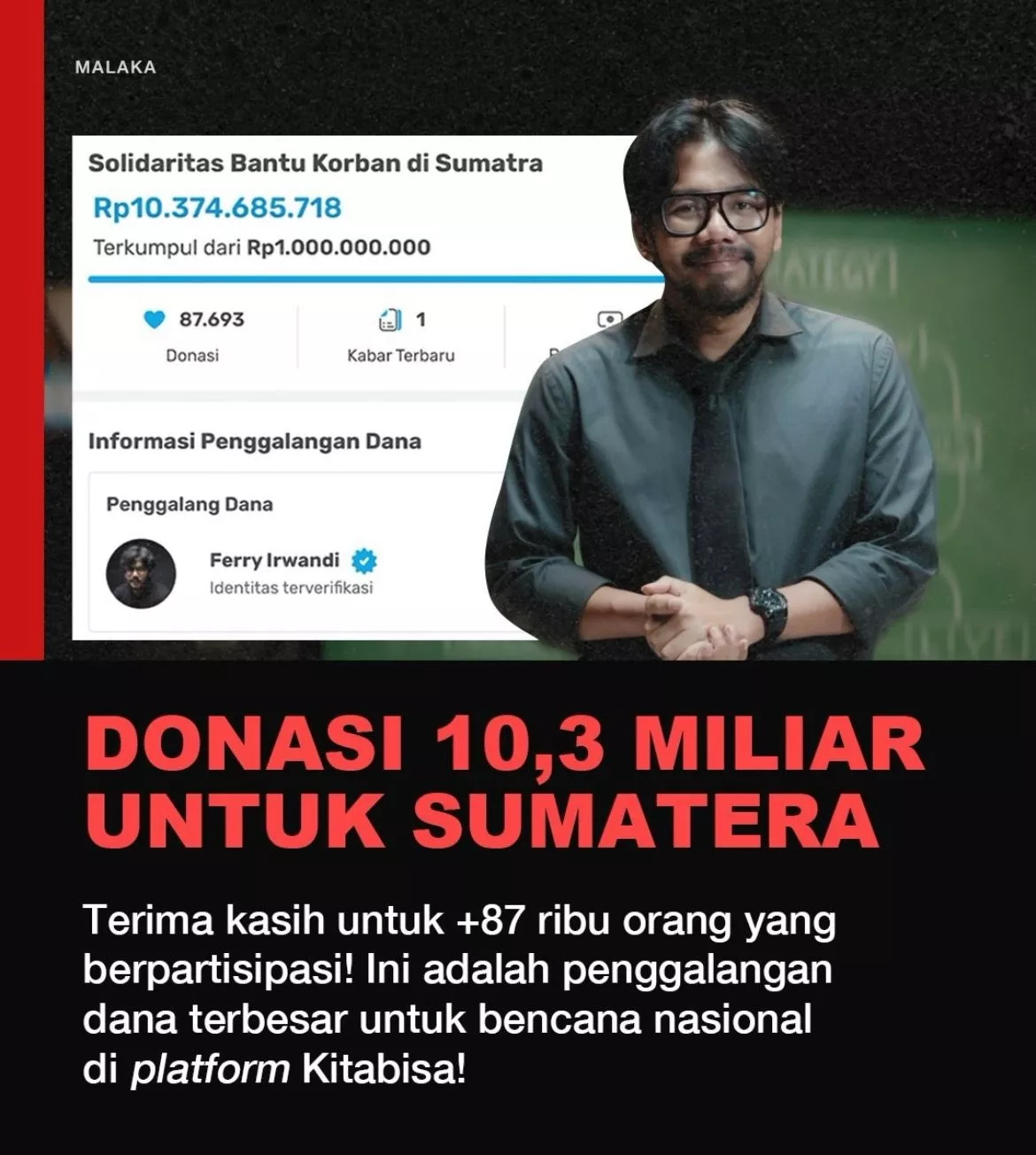 Ferry Irwandi Buka Donasi untuk Bencana Alam di Aceh dan Sumatera, Tembus Rp10 Miliar Lebih