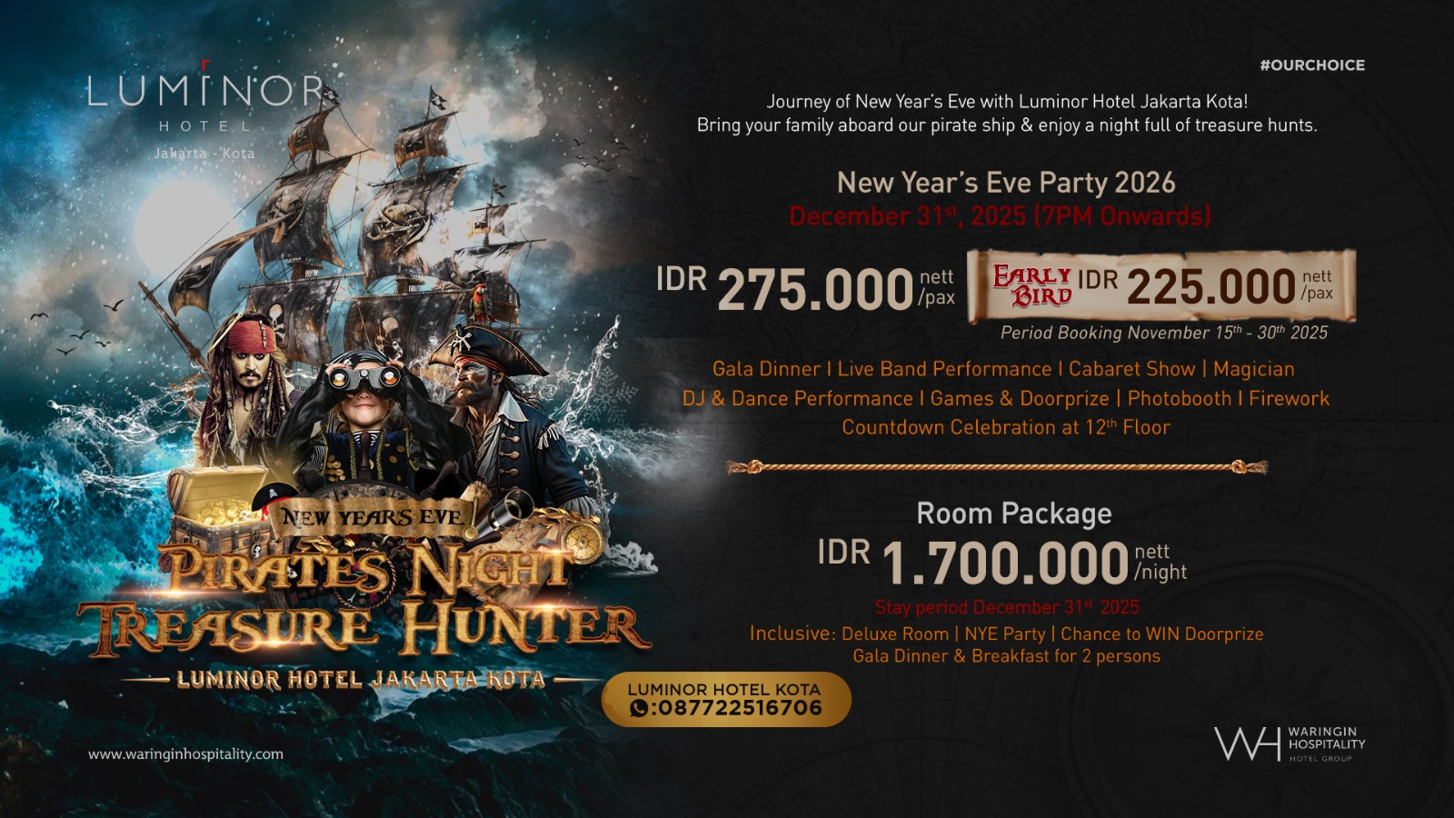 Pesta Akhir Tahun Bergaya Bajak Laut di Luminor Hotel Jakarta Kota, Momen Natal dan Tahun Baru Dijamin Makin Seru!