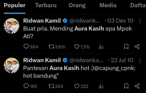 Jejak Digital Ridwan Kamil dan Aura Kasih, Netizen Bongkar Cuitan Masa Lalu di Tengah Isu Cerai Dengan Atalia!
