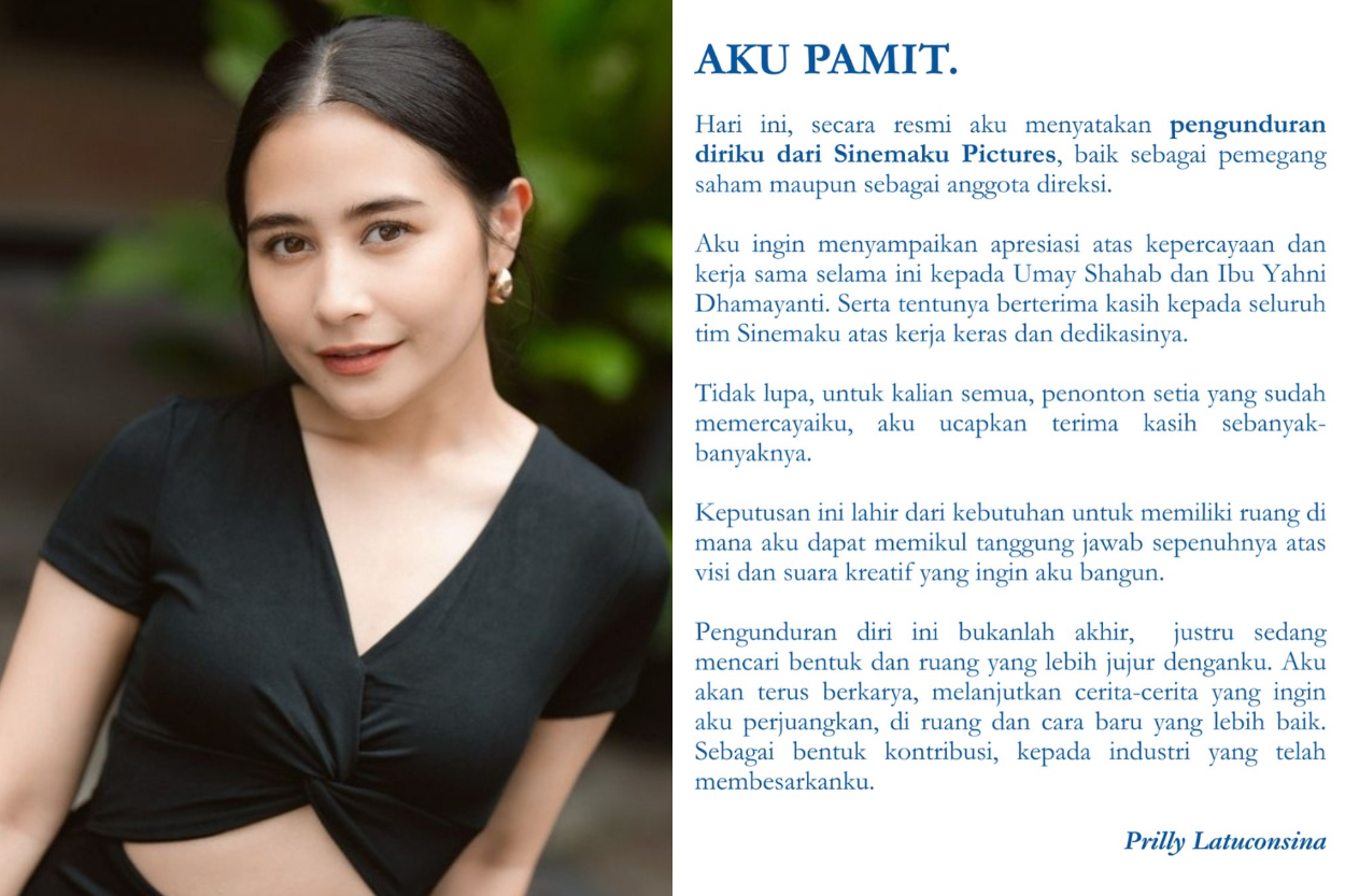 Aku Pamit! Prilly Latuconsina Mundur dari Sinemaku Pictures, Ungkap Alasan Mengejutkan di Balik Keputusan Berani Ini