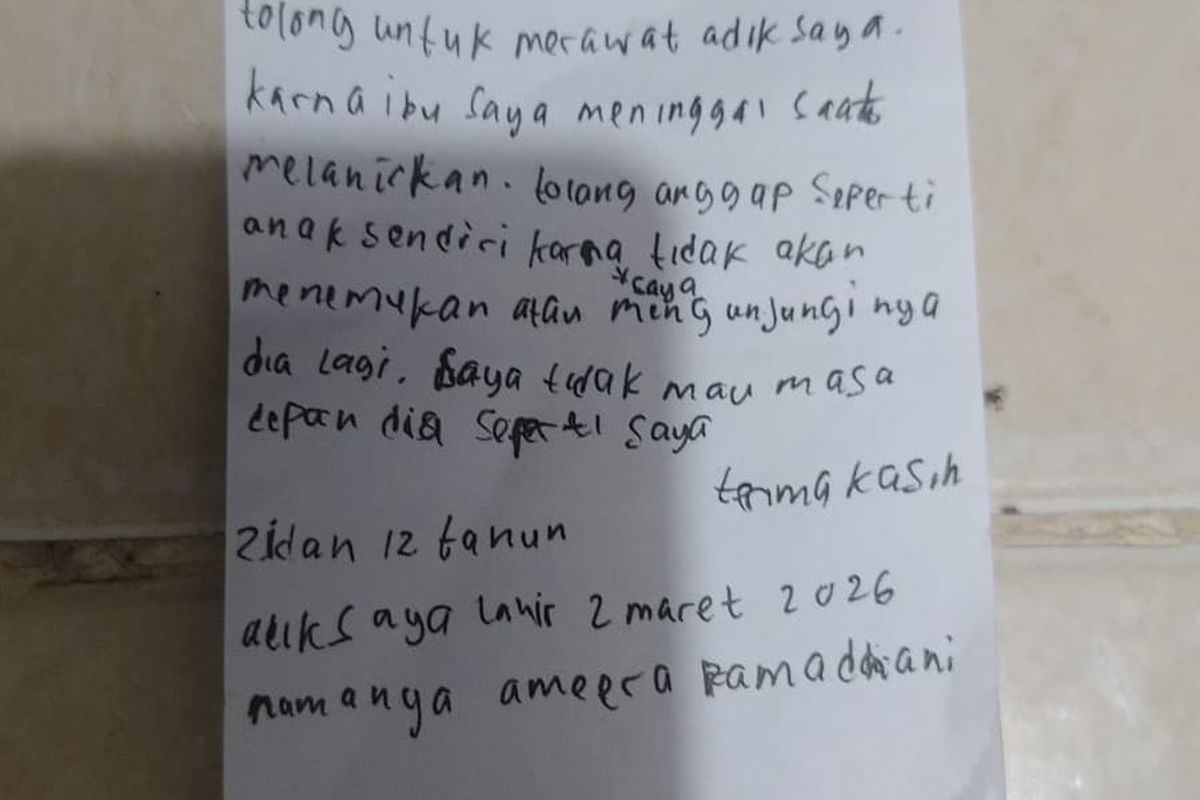 Viral Surat Kakak Tinggalkan Bayi di Pejaten: 