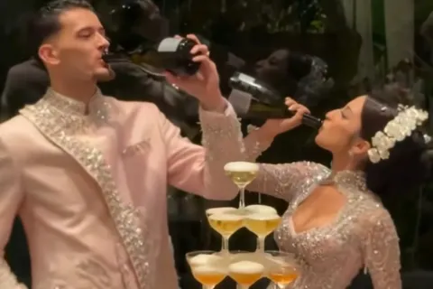 Viral di Threads, Selebrasi Tuang Botol ke Gelas Piramida di Resepsi Jennifer Coppen dan Justin Hubner Tuai Kritik