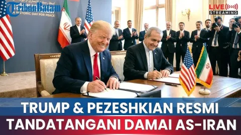Trump  dan Pezeshkian Teken Nota Kesepahaman, Presiden Prancis Tepuk Tangan
