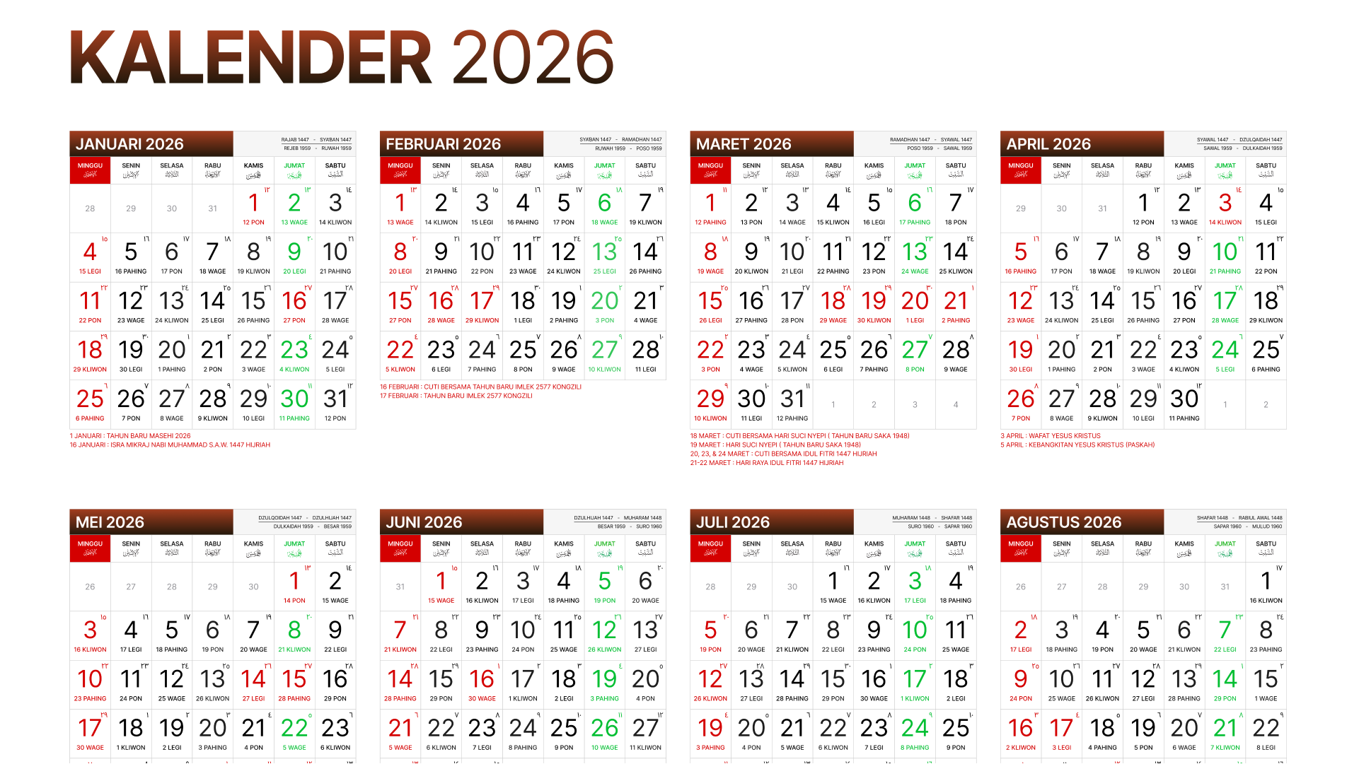Catat Sisa Tanggal Merah 2026, Masih Ada Libur Kemerdekaan dan Long Weekend Natal