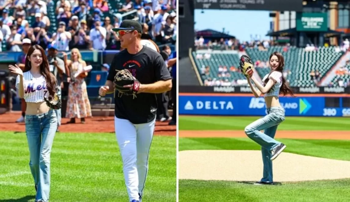 Wonyoung IVE Jadi Sorotan saat Lempar Bola Perdana di Laga New York Mets vs Los Angeles Dodgers