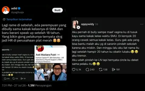 Pengakuan Korban Bullying Setelah 18 Tahun Viral, Terduga Pelaku Diduga HR BUMN