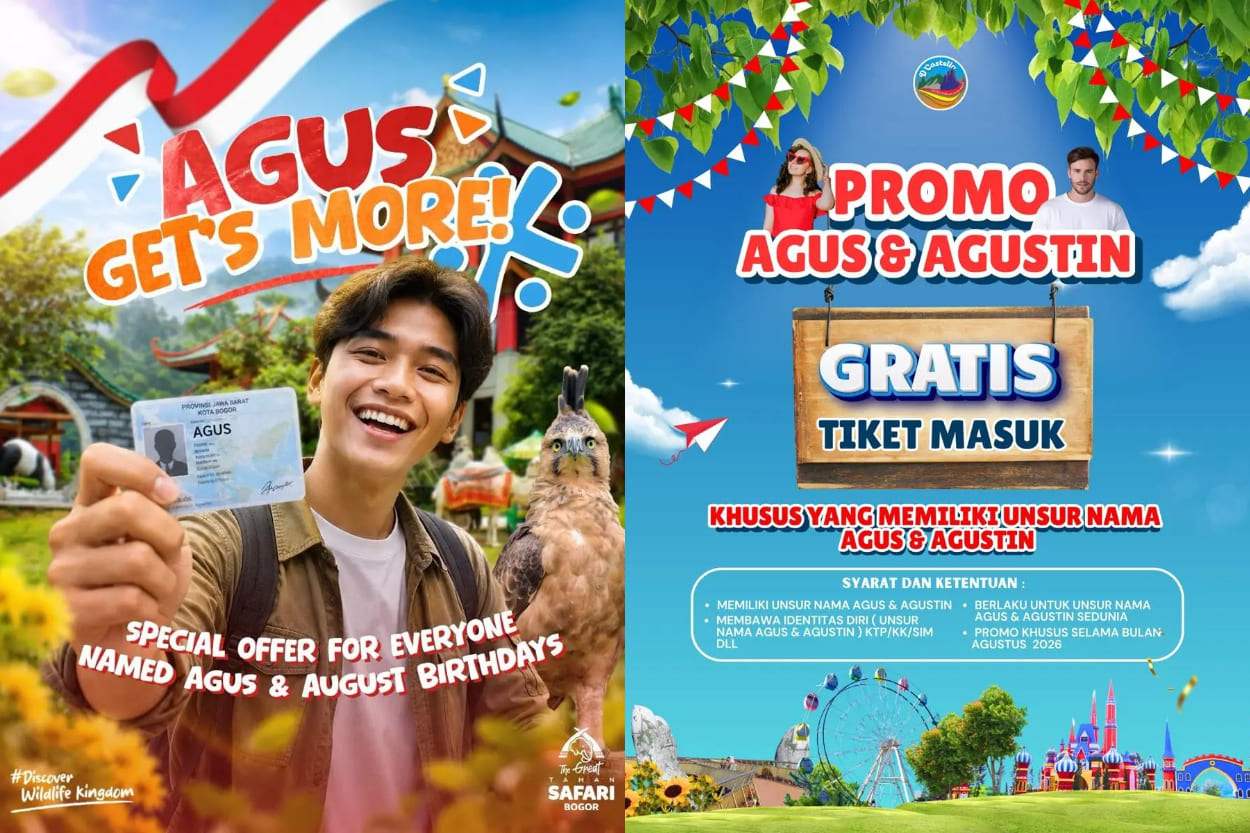Daftar Promo Wisata Agustus 2026 Spesial Pemilik Nama Agus dan Kelahiran Agustus, dari Taman Safari hingga The Jungle