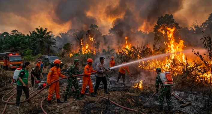 Way Kambas Kembali Terbakar, Petugas Gabungan Masih Berjibaku Padamkan Api