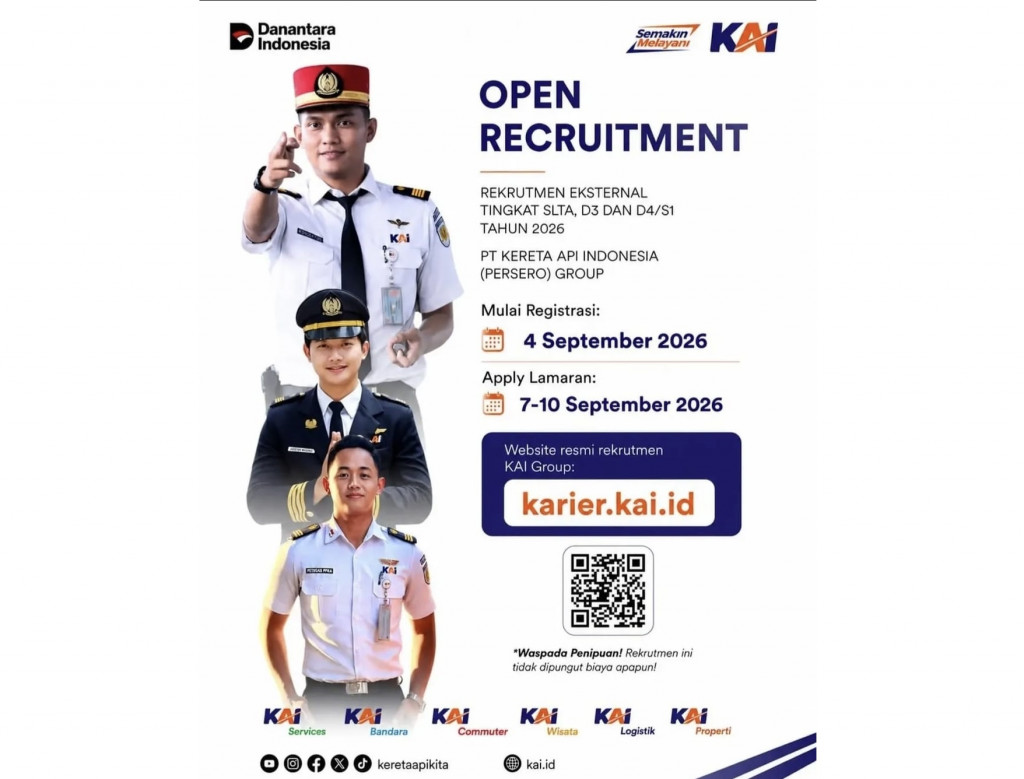 Lowongan KAI 2026 Dibuka! Lulusan SLTA hingga S1 Bisa Daftar, Cek Syaratnya