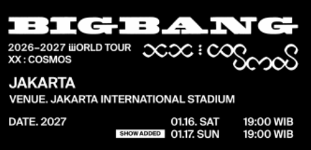 BIGBANG Tambah Hari Konser di Jakarta, Pertunjukan Kedua Digelar 17 Januari 2027