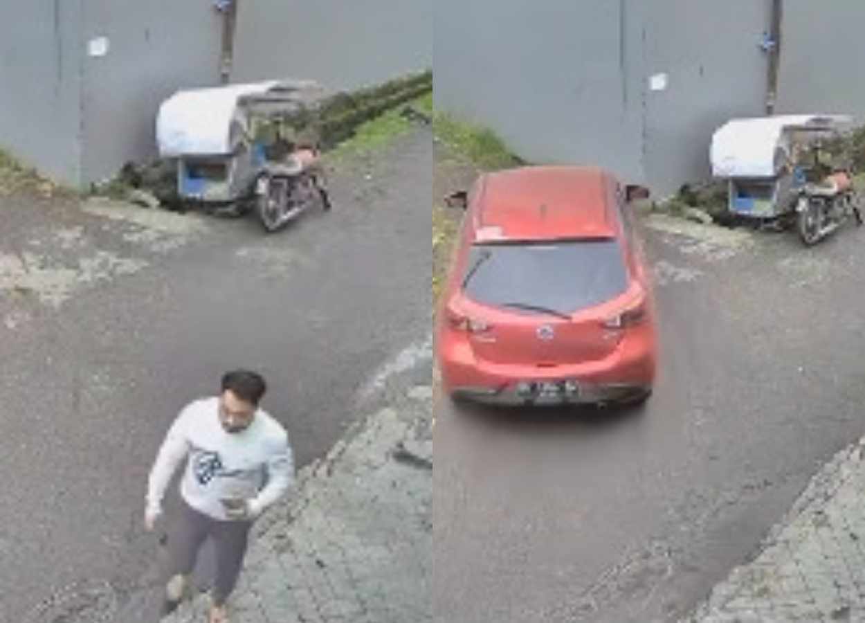 Viral! Pengemudi Mobil Dorong Becak Motor ke Selokan, Netizen Murka!